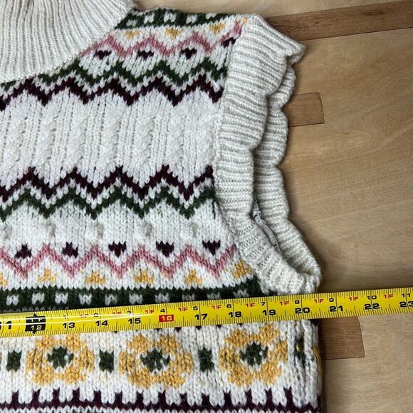 Anthropologie Turtleneck Sweater Vest Sz L Scallop Cottagecore Prairie Twee Boho - Picture 8 of 10